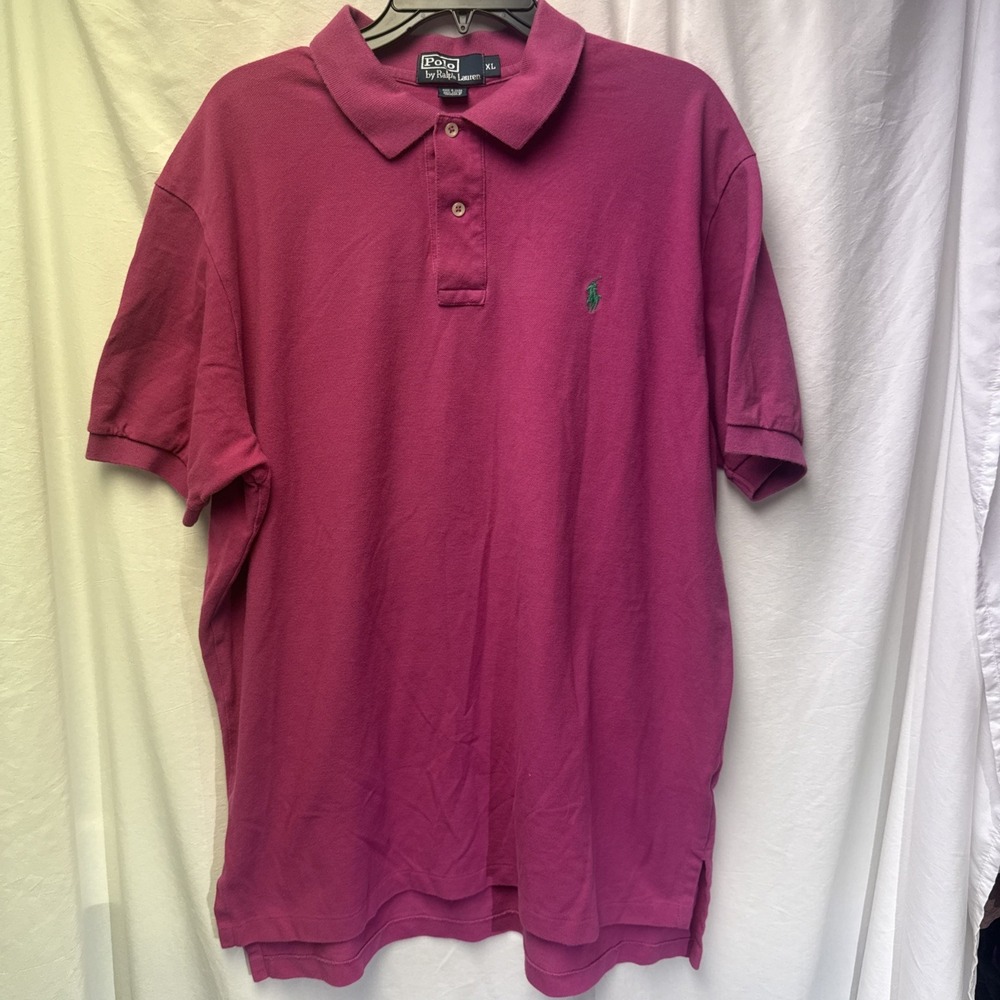 Polo Ralph Lauren Mens XL Classic Fit Magenta Short Sleeve Polo Shirt Green Pony